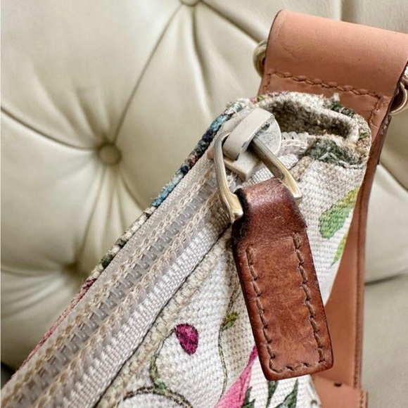 GUCCI FLORA Canvas Calfskin Medium Flat Messenger Bag Crossbody Shoulder Handbag - Picture 9 of 15